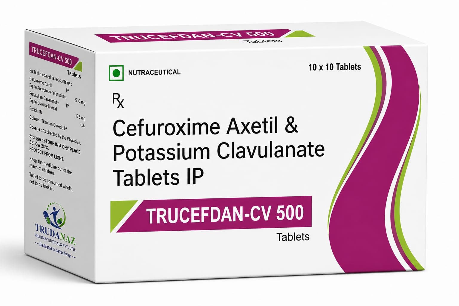 Trucefdan-CV 500 — Cefuroxime Axetil & Potassium Clavulanate Tablets IP.